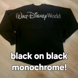 Walt Disney World Spirit Jersey Black On Black Monochrome Logo Size M